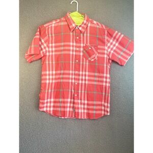 Evolution Shirt‎ Men's XXL Plaid Collared Button Down Short Sleeve Cotton Blend